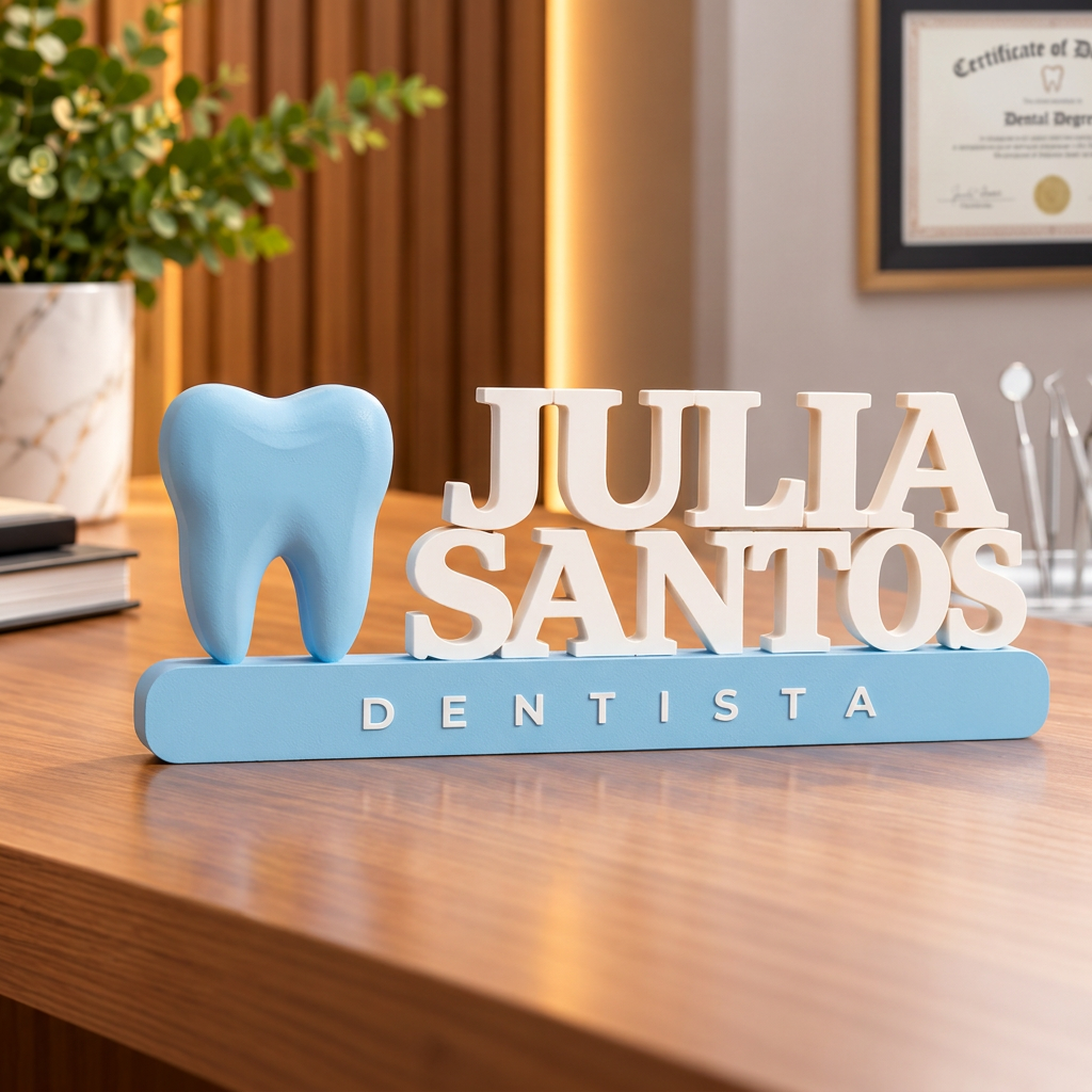 Placa De Mesa Personalizada Nome Profissão Dentista